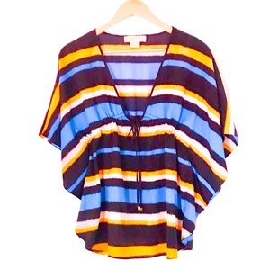 Michael Kors Striped Top with Batwing Sleeves Size Medium Petite